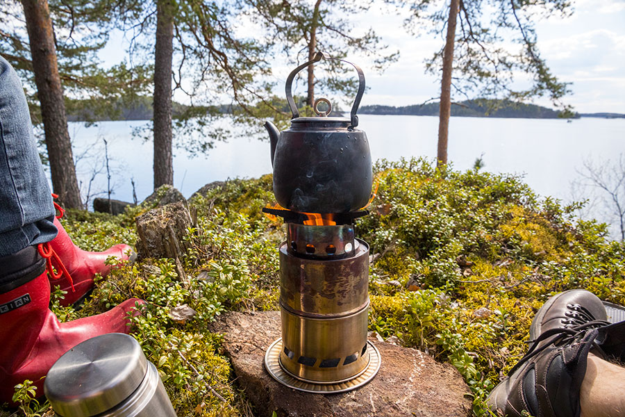 Evästelyä, Linnansaaren kansallispuisto, Haukivesi, Rantasalmi